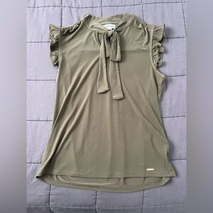 Calvin Klein Olive Tie-Front Blouse